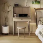modern wooden makeup vanity table with mirror and stool bedroom dressing desk