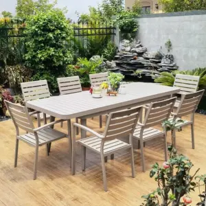 Modern white aluminum outdoor patio table for garden and backyard