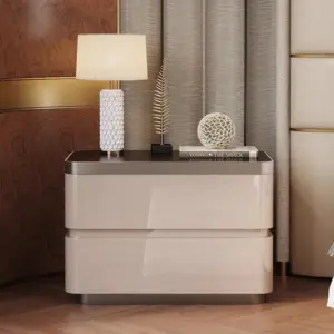 modern white nightstand with wireless charging and drawers