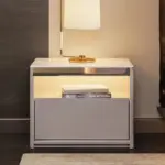 korean modern nightstand with sensor light and drawer