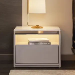 korean modern nightstand with sensor light and drawer