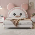 Princess Storage Platform Bed with Upholstered Headboard and Built-in Storage for Elegant Bedroom Use