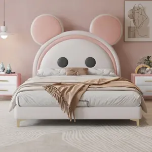 Princess Storage Platform Bed with Upholstered Headboard and Built-in Storage for Elegant Bedroom Use