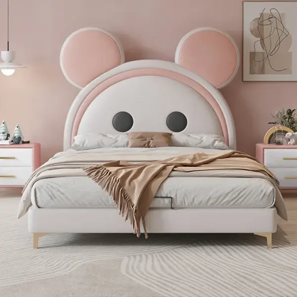 Princess Storage Platform Bed with Upholstered Headboard and Built-in Storage for Elegant Bedroom Use