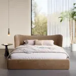 Modern Upholstered Platform Bed with Soft Flannel Headboard