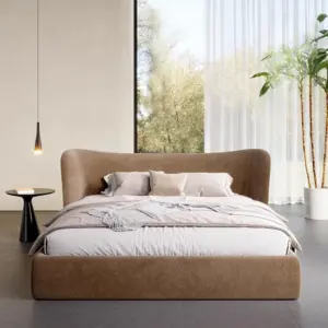 Modern Upholstered Platform Bed with Soft Flannel Headboard