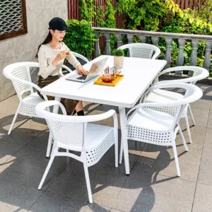 Nordic Rattan Patio Table Set for Outdoor Garden and Balcony Dining